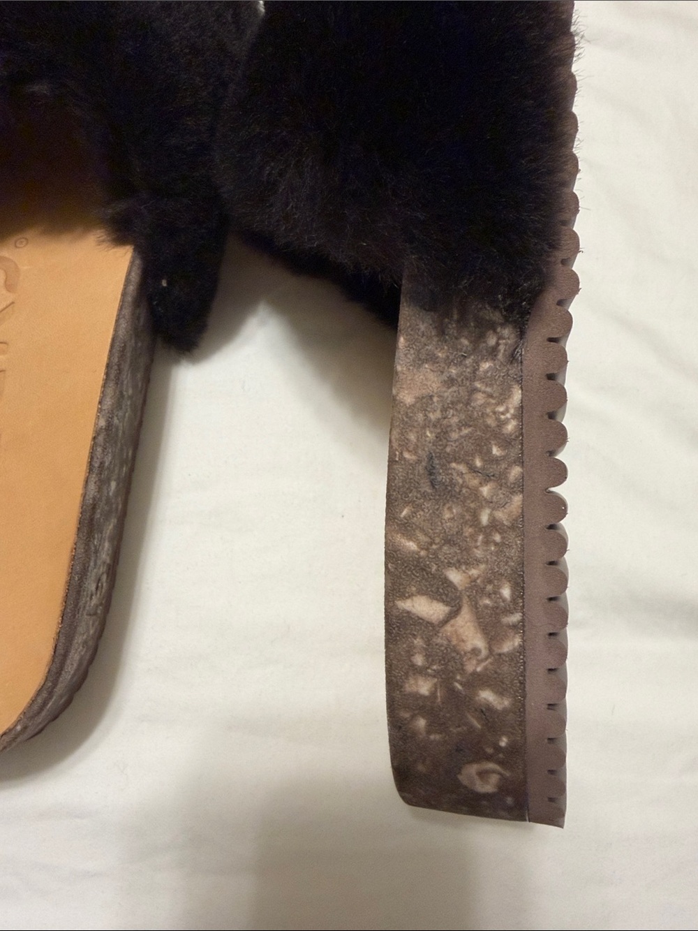 Black Faux-Fur Slide Sandals — Plush Comfort - Picture 4 of 5
